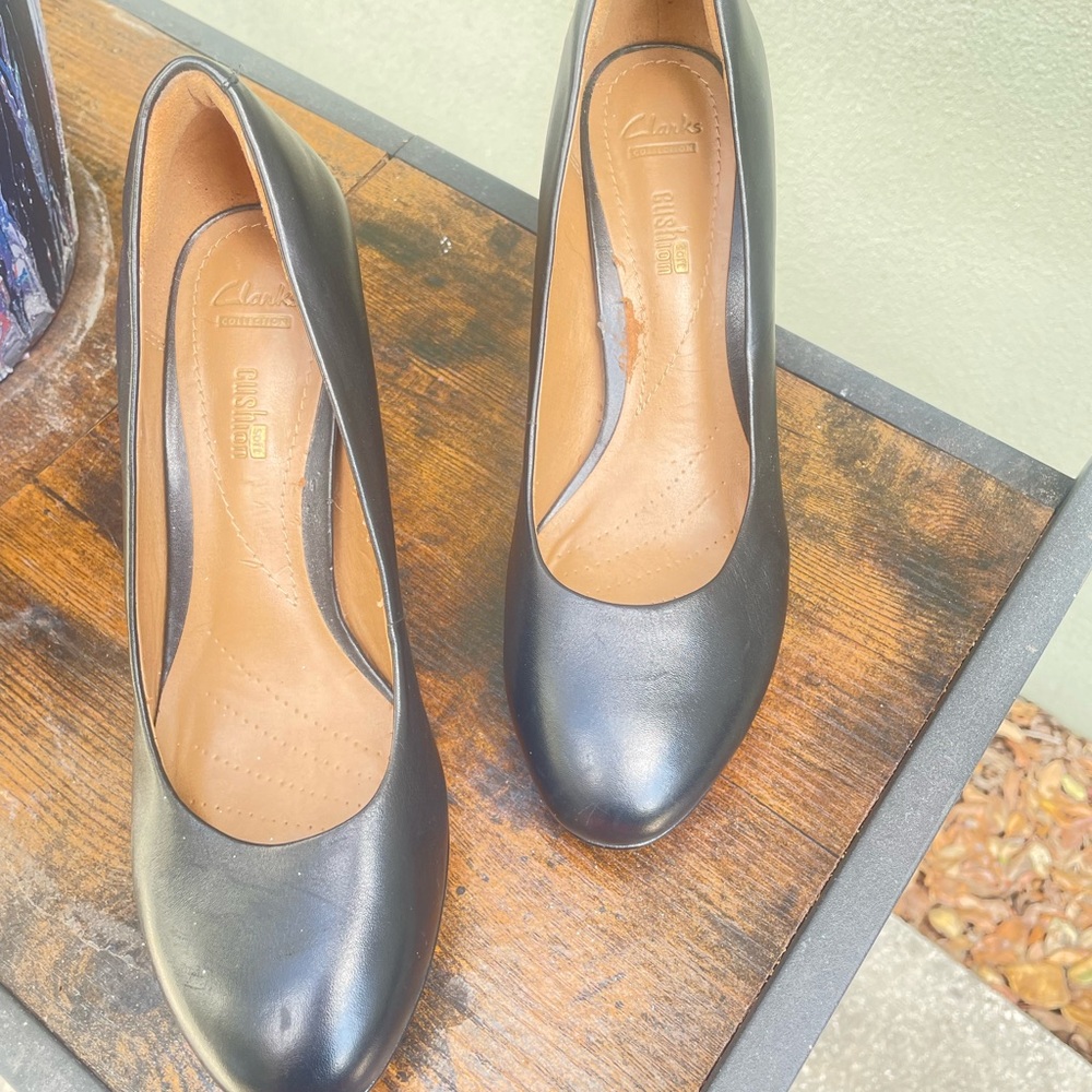 Clarks Black Leather Heels